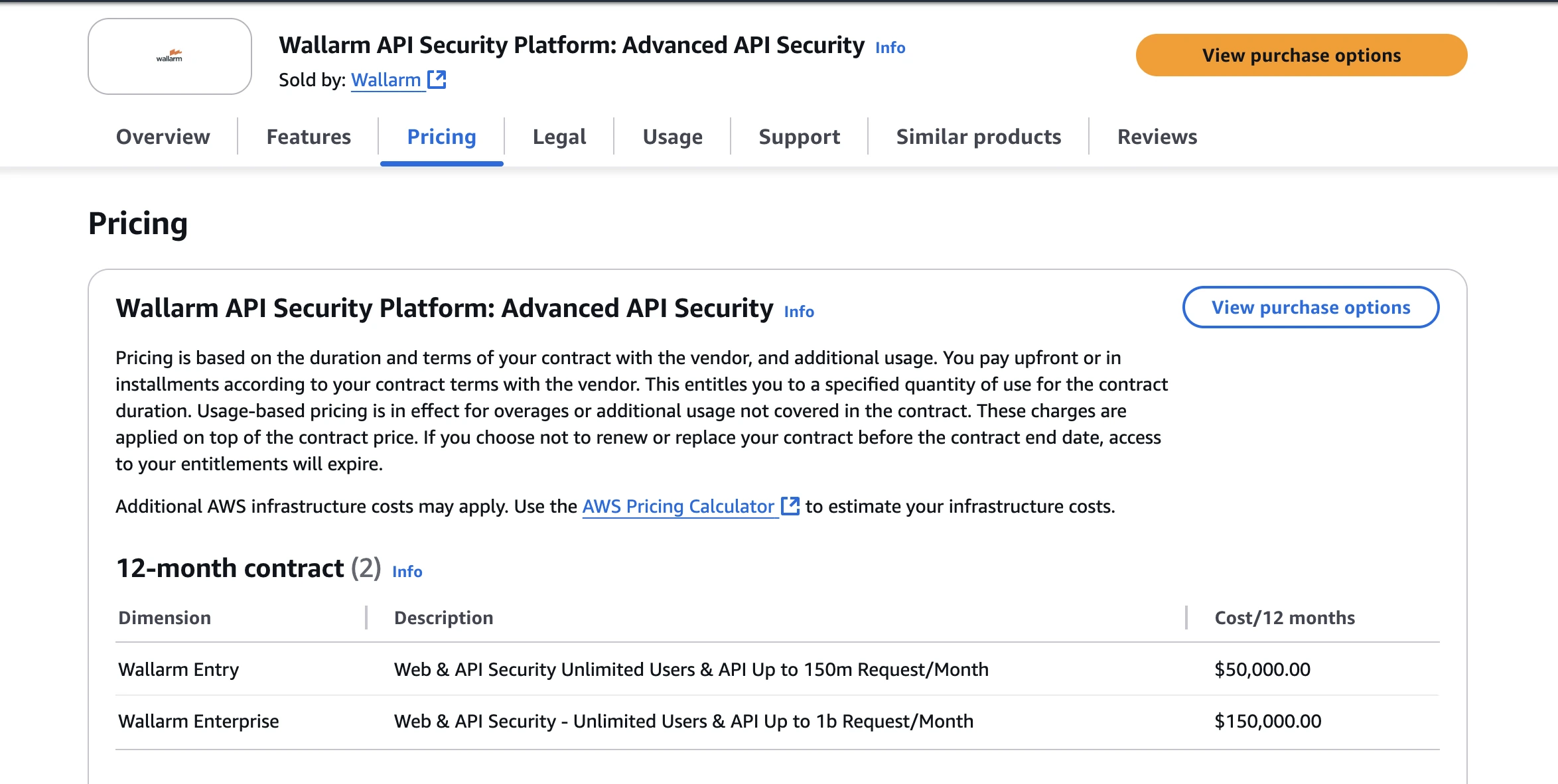 wallarm aws listing